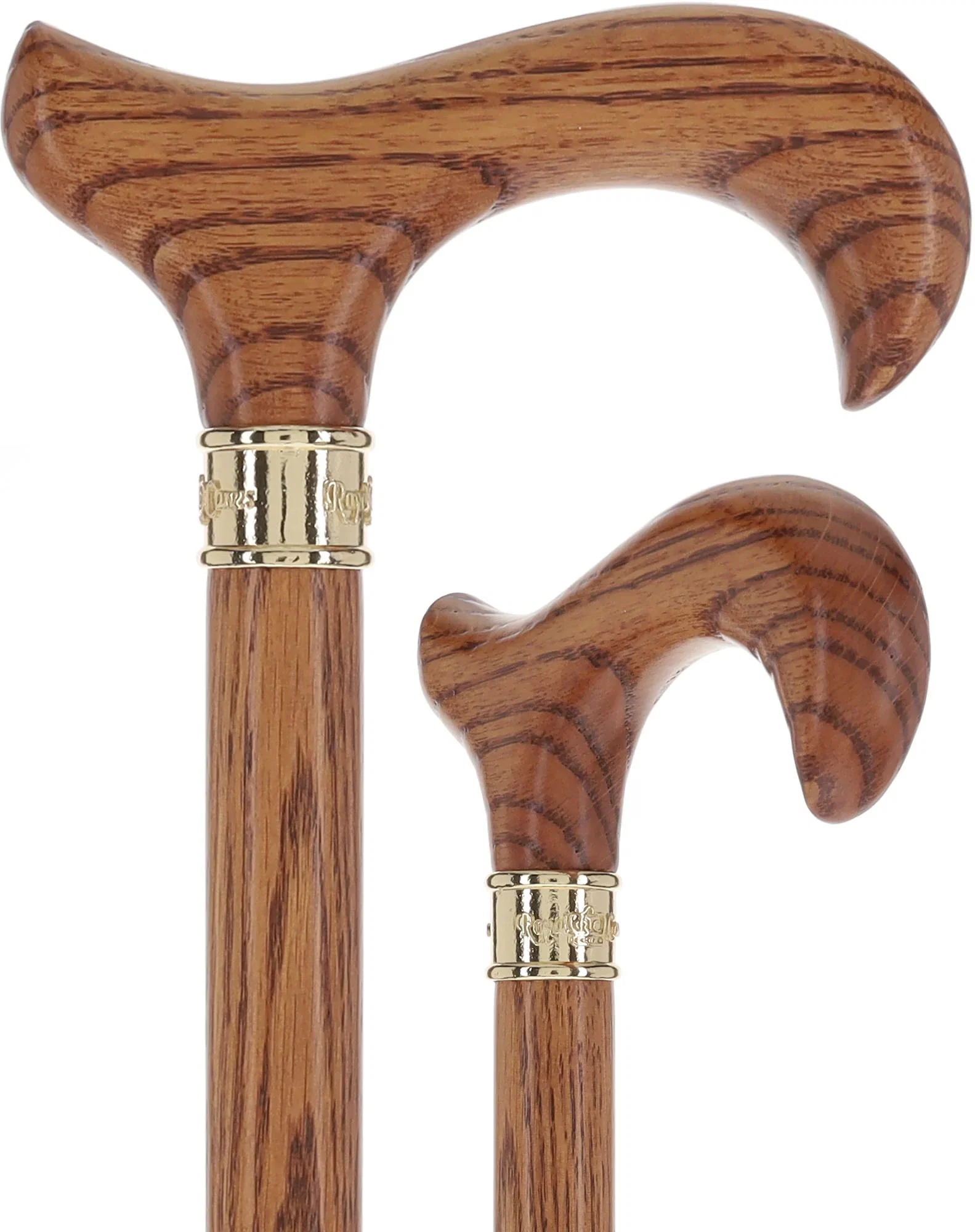 Image of Strong Natural Oak Derby Walking Cane & Brass Embossed Collar