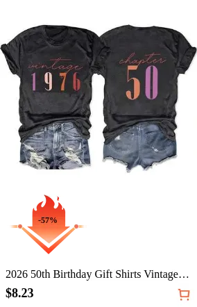 2026 50th Birthday Gift Shirts Vintage 1976 Shirt For Women Letter Print Retro Party Tops Short Sleeve Casual Tee