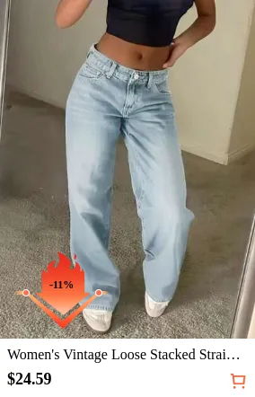 Women's Vintage Loose Stacked Straight Leg Jeans Casual Spring