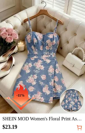 SHEIN MOD Women's Floral Print Asymmetric Hem Denim Jumpsuit Summer Jumpsuit Summer Outfits For Women Festival Outfits For Women Women's Clothing Women's Clothing Elegant Jumpsuit For Party Party Jumpsuit Beach Outfit For Women Graduation Jumpsuit Going Out Outfits Elegant Jumpsuit For Women Elegant Jumpsuit Women Casual Jumpsuit For Women Vacation Outfits Women Summer Holiday Outfits Vacation Jumpsuit Women's Country Clothing Female Country Look Work Outfits For Women Floral Jumpsuit Pink Jumpsuit