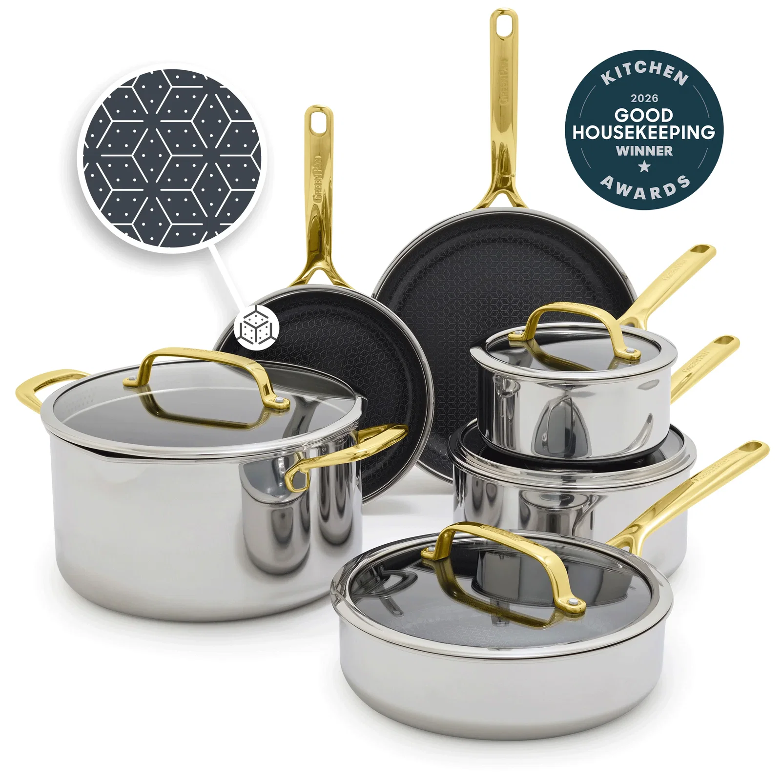 Image of Spectra Gold Thermobond Hybrid Ceramic Nonstick 10-Piece Cookware Set