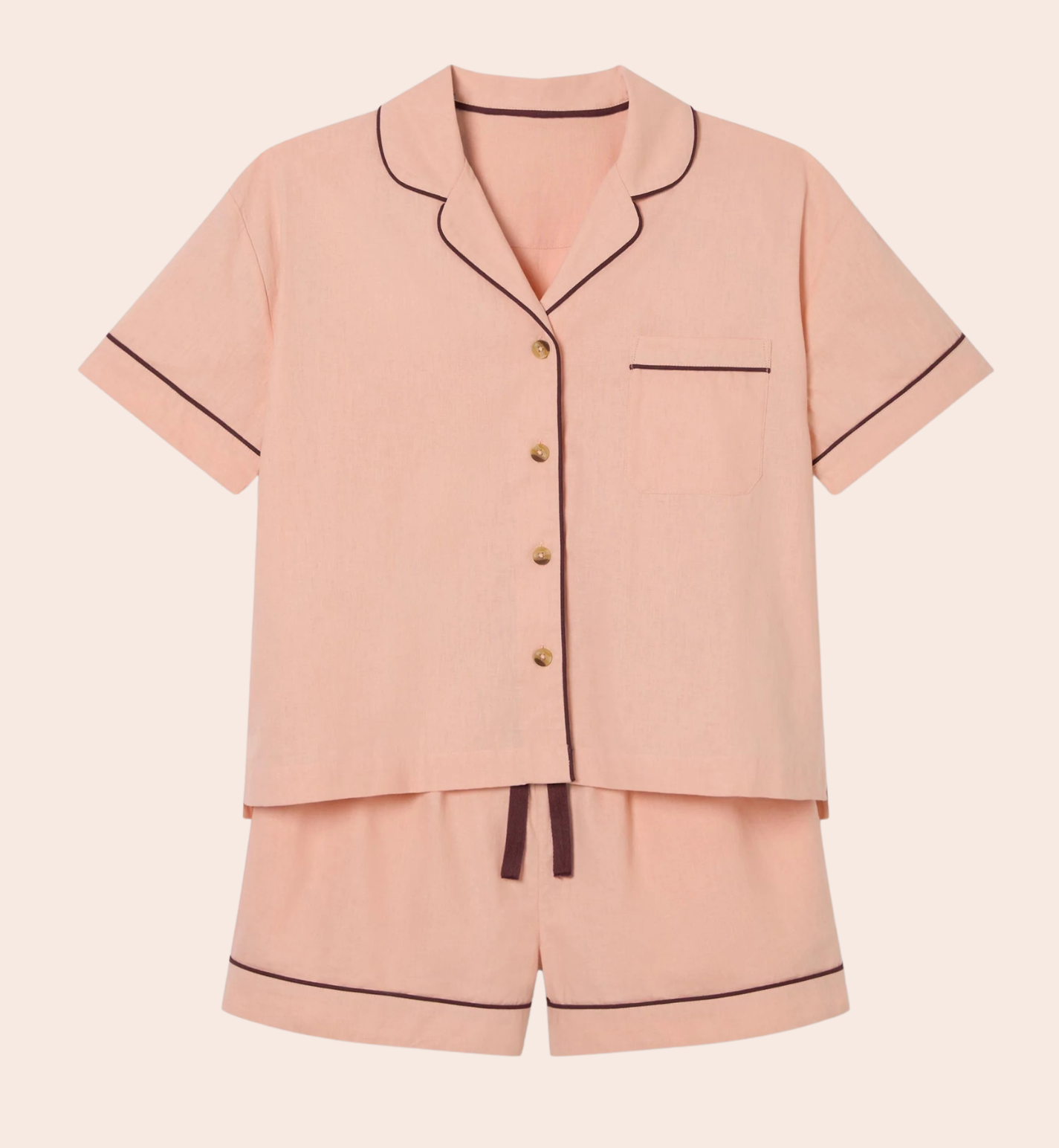 Rose Linen Blend Pajama Short Set