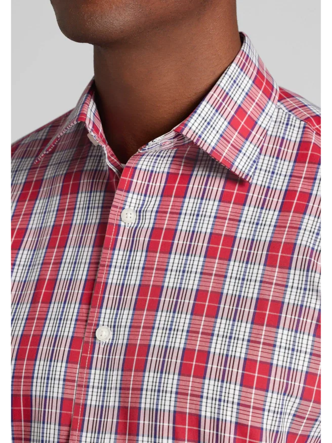 1905 Collection Tailored Fit Plaid Short Sleeve Button Up Shirt