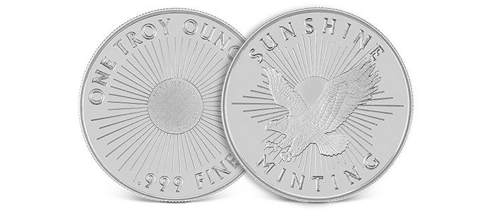 ON SALE: 1 oz Sunshine Silver Round (New, MintMark SI)