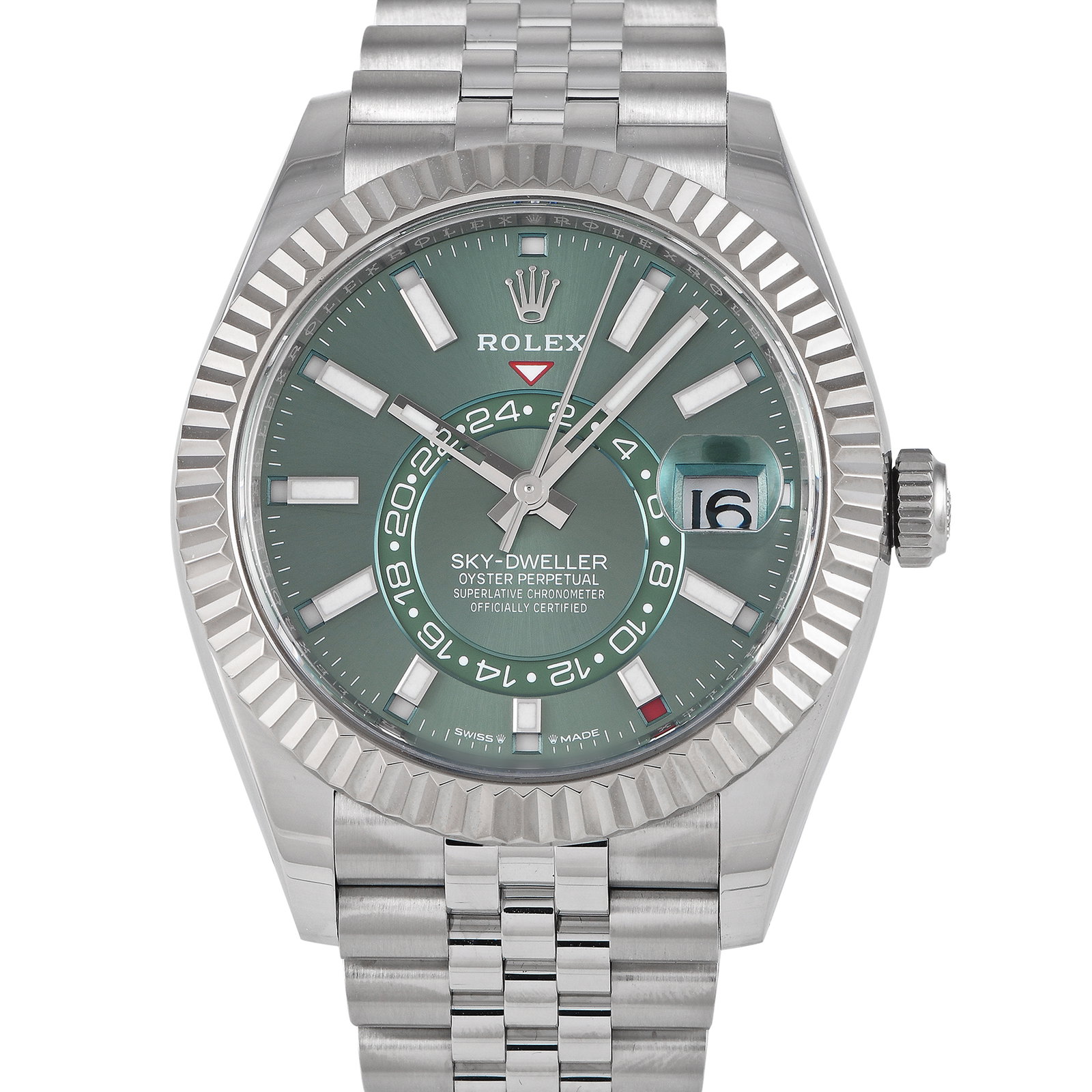 Rolex Sky-Dweller Mint Green Dial Steel and White Gold Jubilee Watch 336934