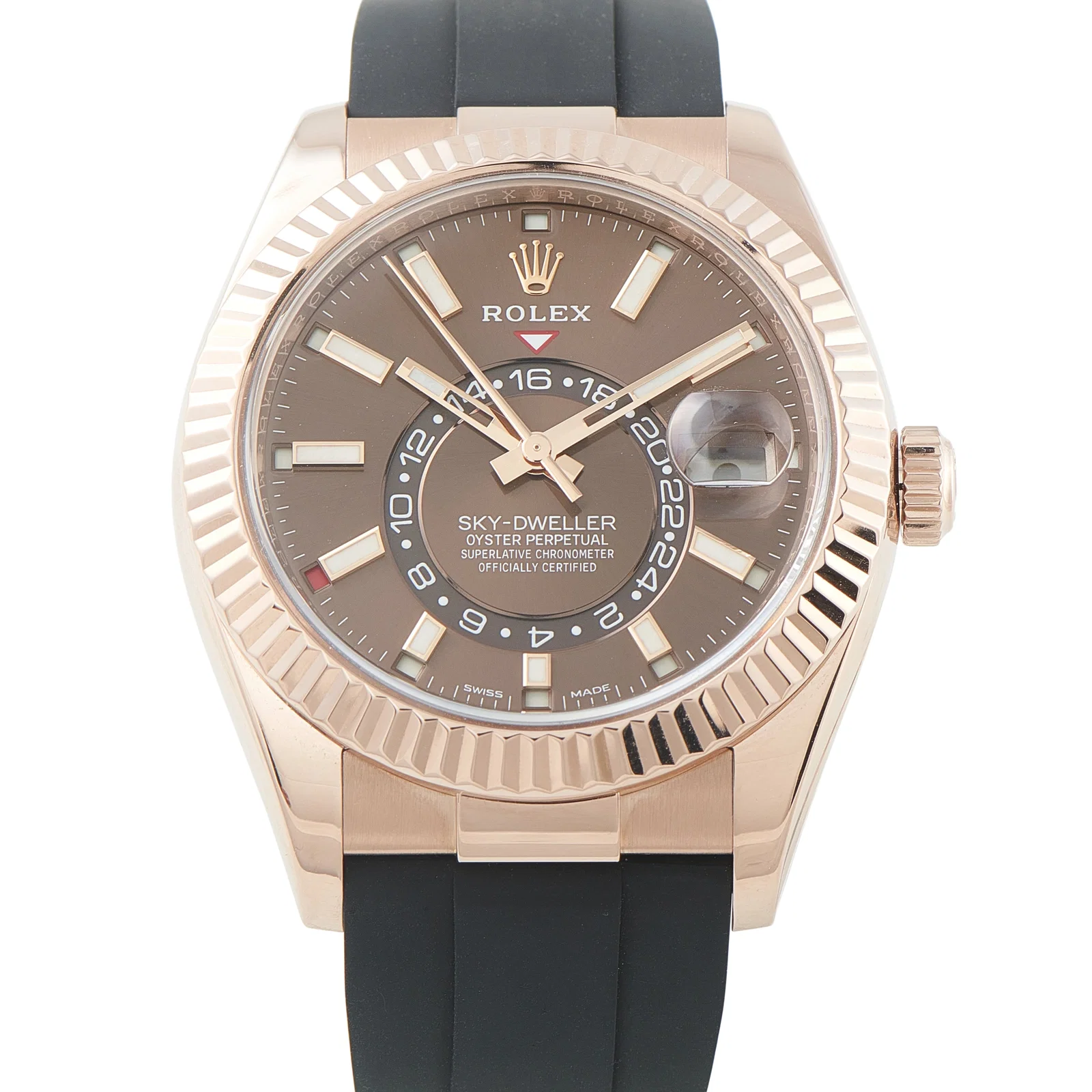 Rolex Sky-Dweller 18K Everose Gold on Oysterflex Watch 326235