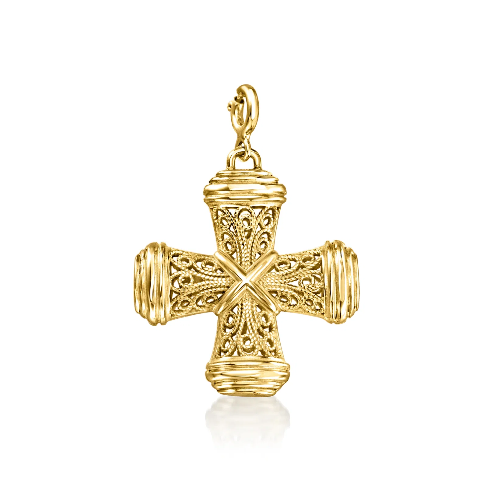 Image of 14kt Yellow Gold-Plated Filigree Cross Charm