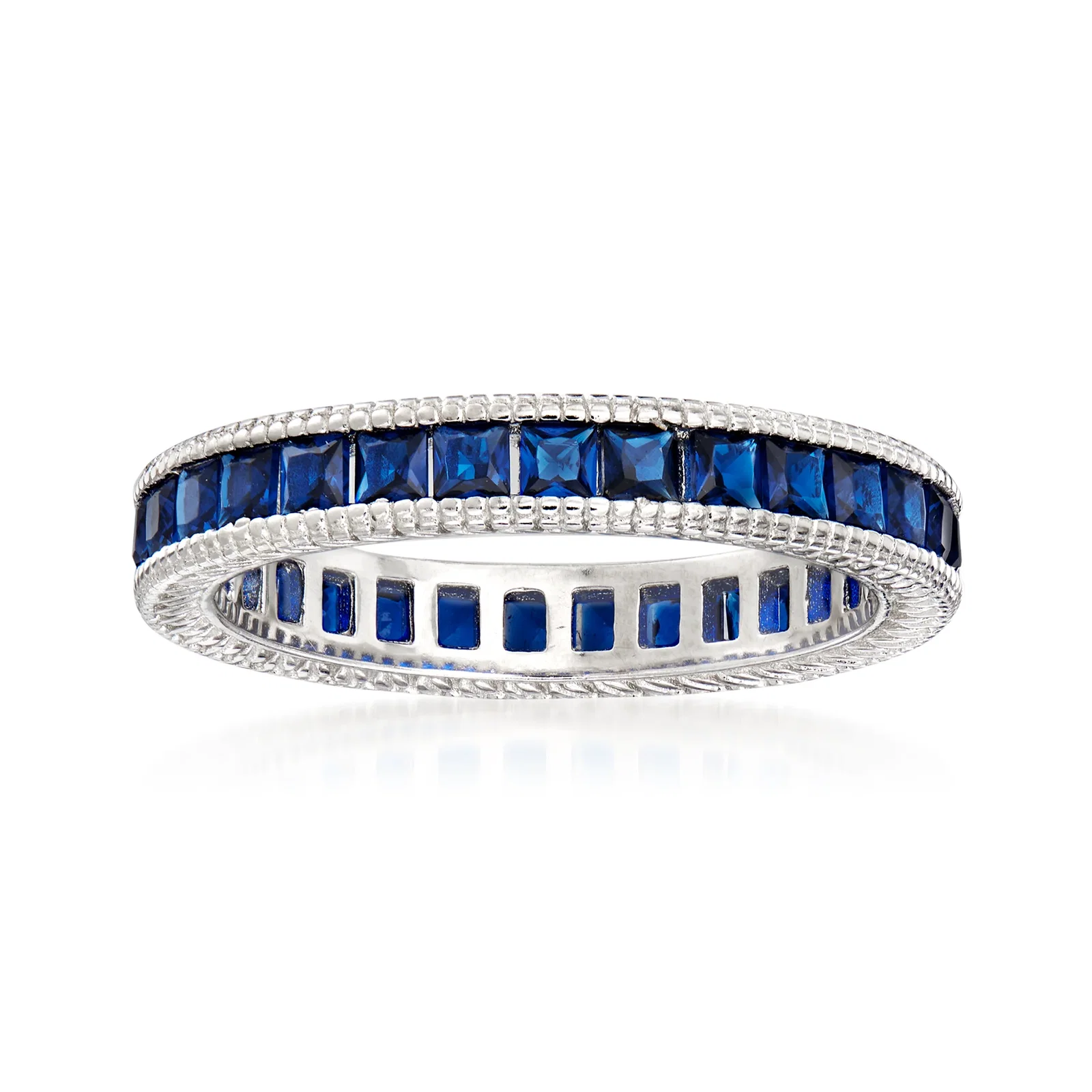 Shop 1.40 ct. t.w. Simulated Sapphire Eternity Band in Sterling Silver