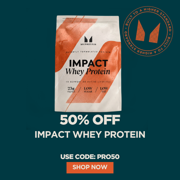 50% off impact whey protein