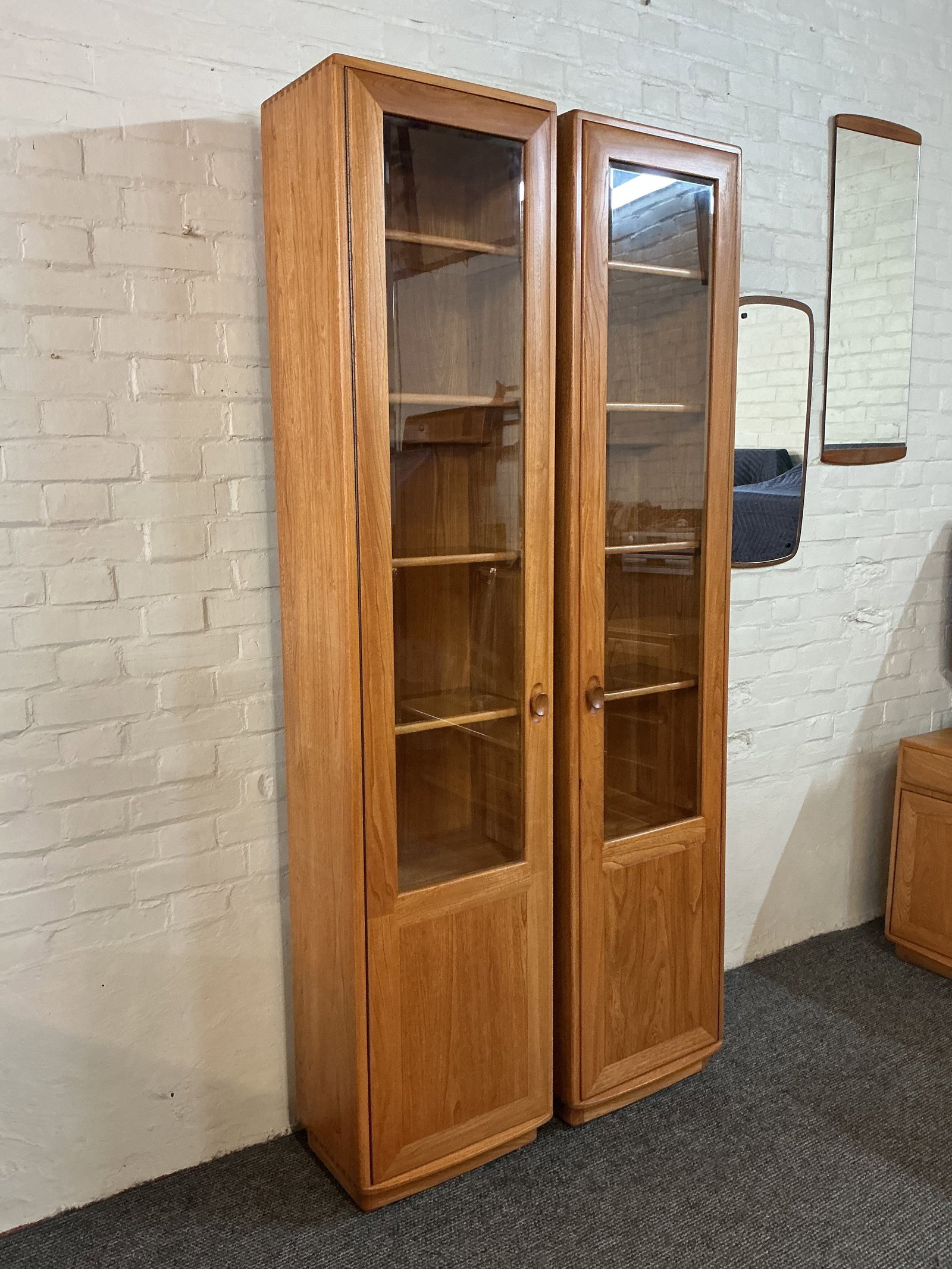 Matching Pair Of Ercol Windsor Display Cabinets.