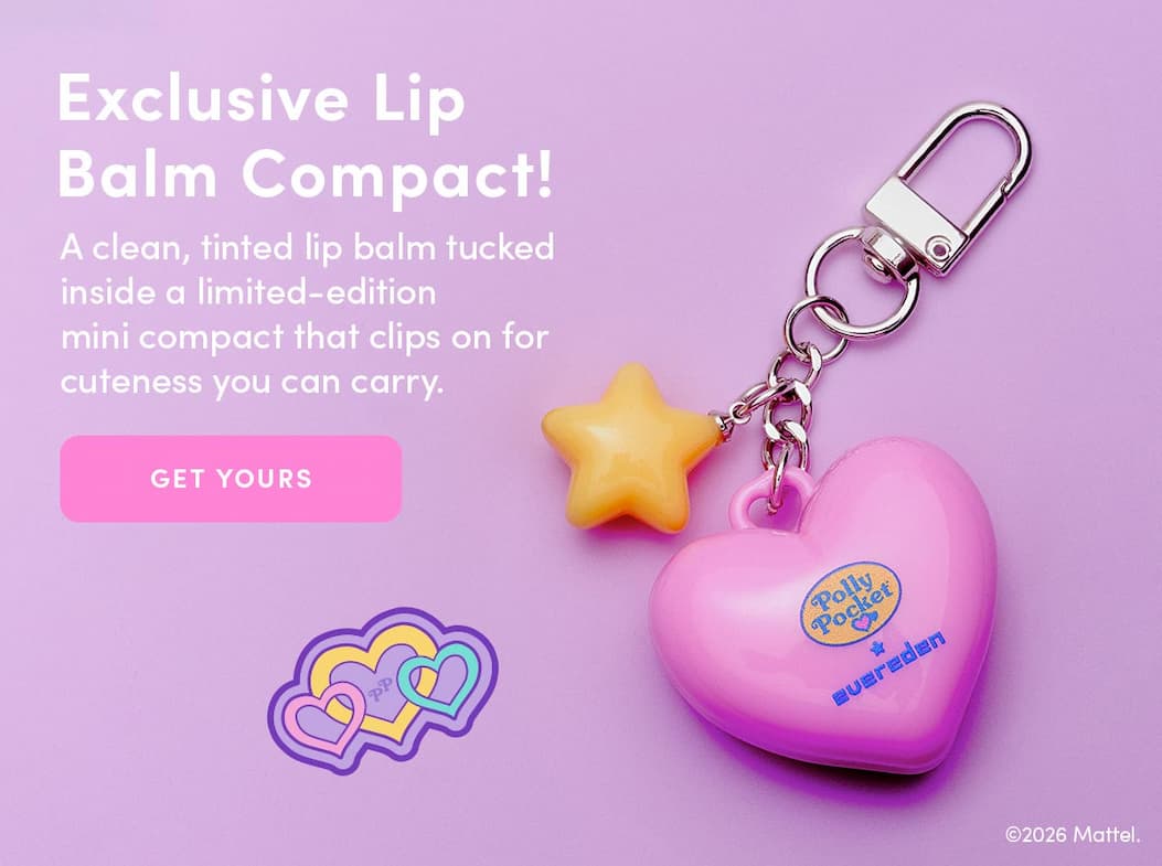 Exclusive Lip Balm Compact! A clean, tinted lip balm tucked inside a limited-edition mini compact that clips on for cuteness you can carry.