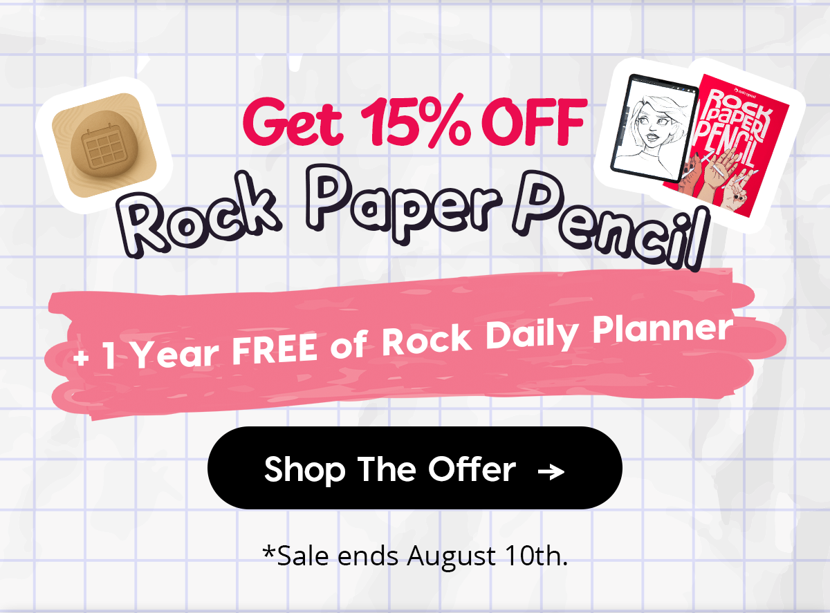 Get 15% OFF Rock Paper Pencil + 1 Year FREE of Rock Daily Planner Shop The Offer Sale ends August 10th