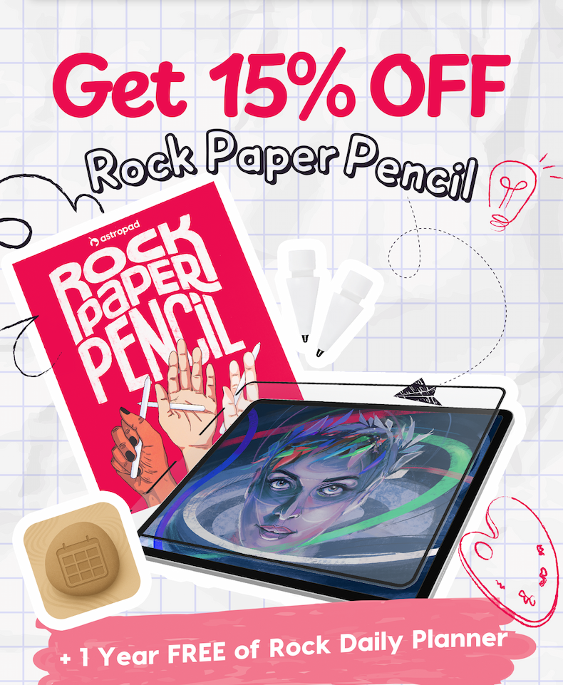 Get 15% OFF Rock Paper Pencil  + 1 Year FREE of Rock Daily Planner
