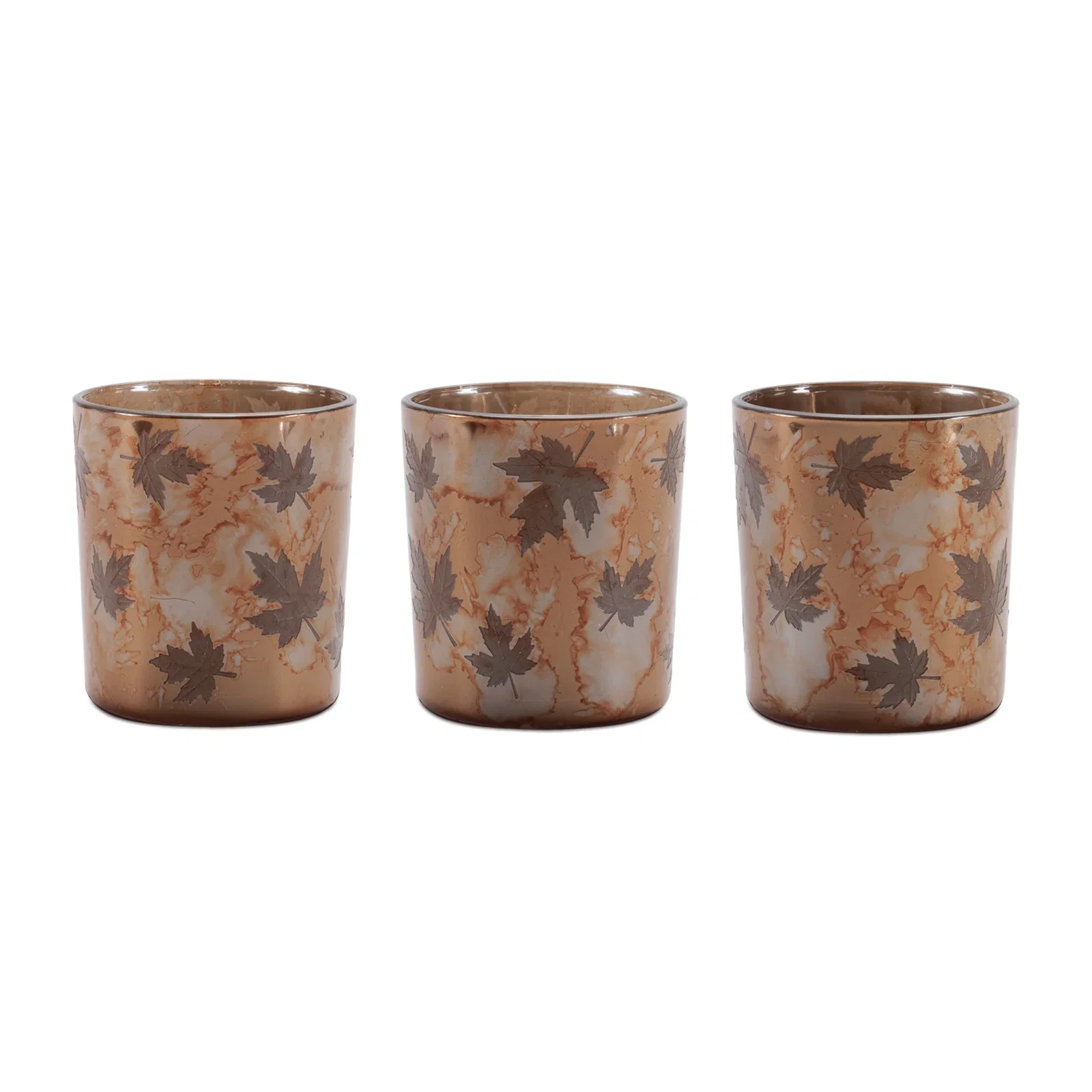 Image of Autumn Leaf Glass Votive Holder, Set of 3