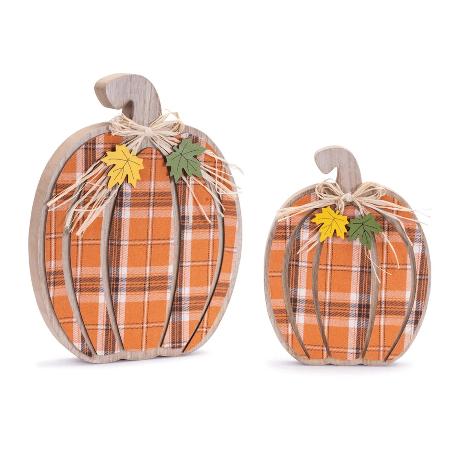 Image of Harvest Plaid Pumpkin Decor (Set of 2)