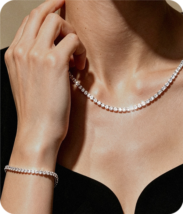 Tennis necklace and bracelet