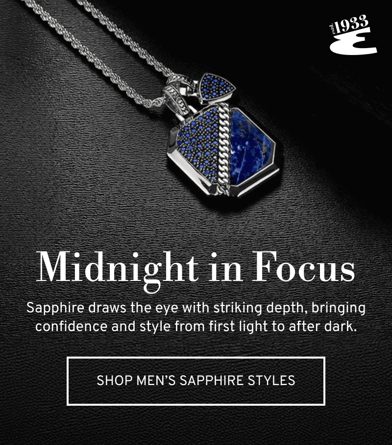 A men’s sapphire pendant on leather. Bring confidence and style from first light to after dark. Click to Shop Men’s Sapphire 