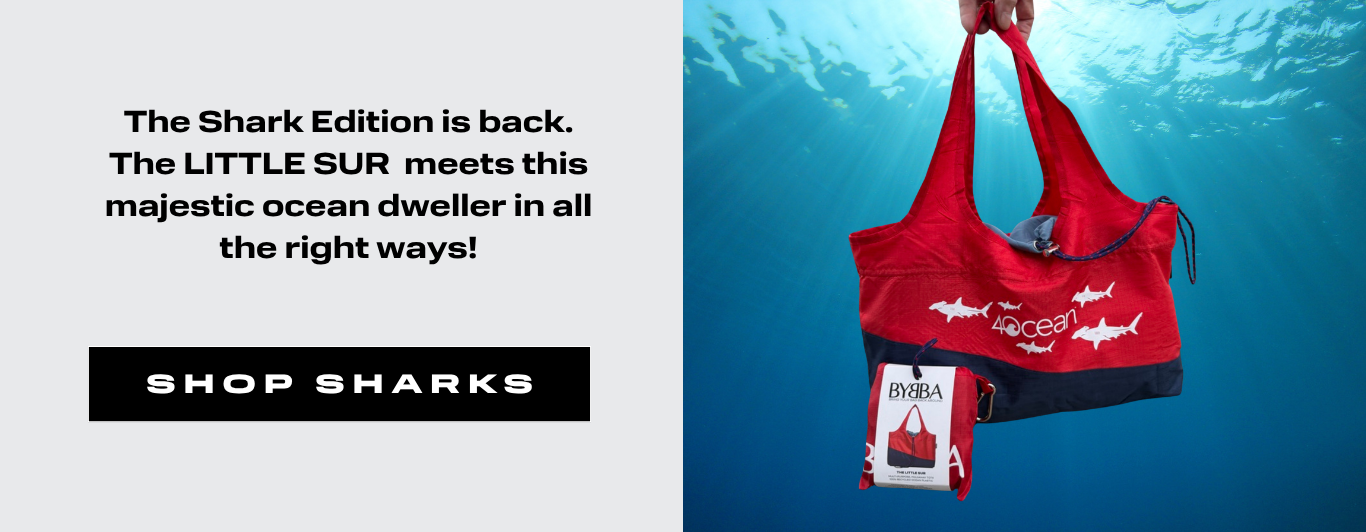 BYBBA x 4OCEAN LITTLE SUR PACKABLE TOTE BAG / RED FLAG SHARKS