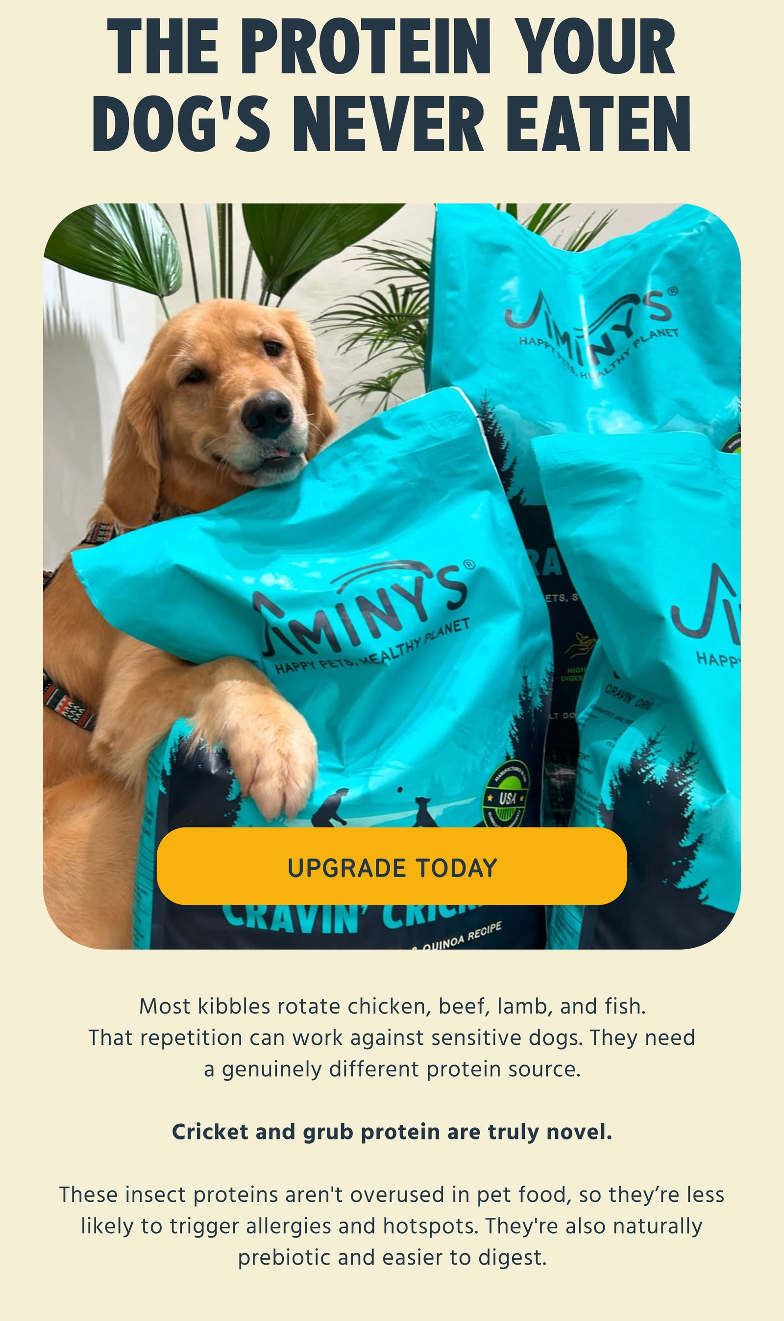 THE PROTEIN YOUR DOG'S NEVER EATEN UPGRADE TODAY