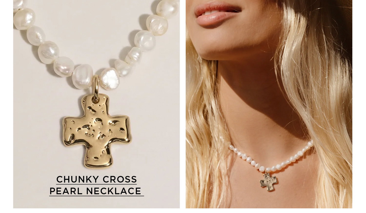 CHUNKY CROSS PEARL NECKLACE
