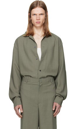 Taupe Atlas Button-Down Shirt - Calvin Klein Collection