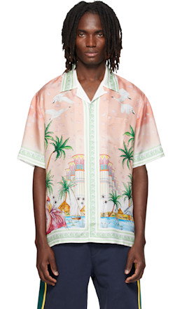 Pink Ethereal Short Sleeve Silk Shirt - Casablanca