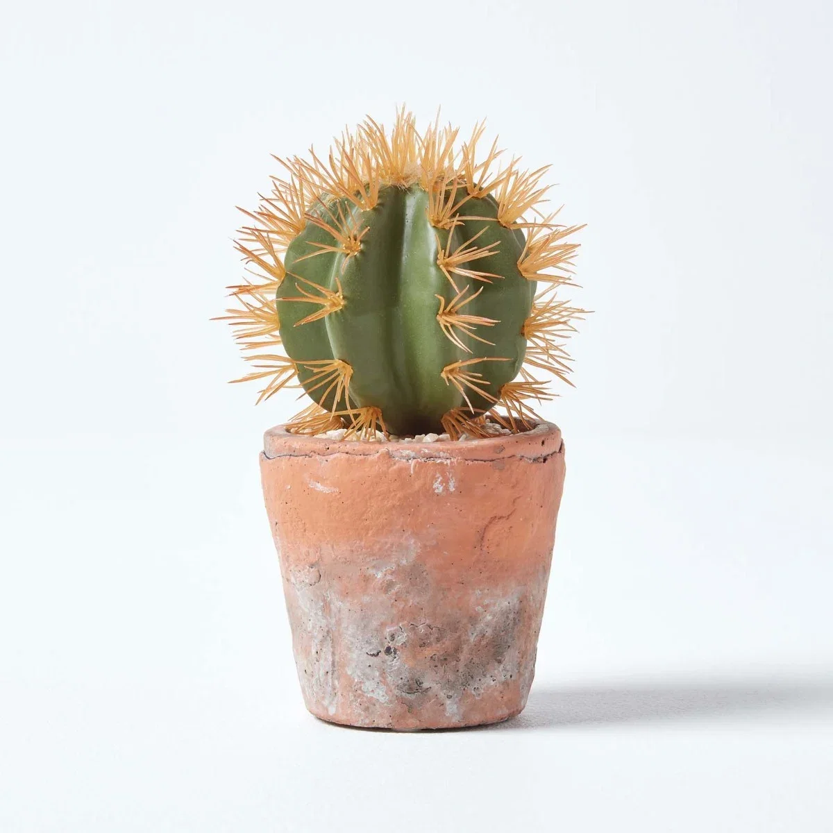 Image of Small Round Artificial Cactus in Terracotta Pot, 15cm Tall