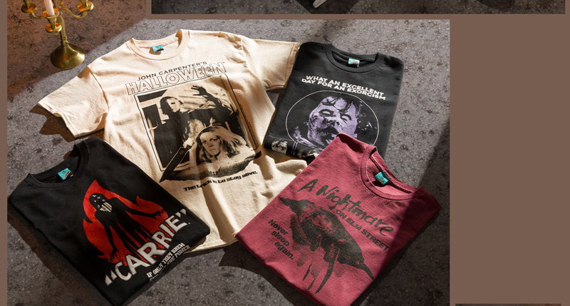 Carrie, A Nightmare on Elm Street, Exorcist and Halloween T-Shirts