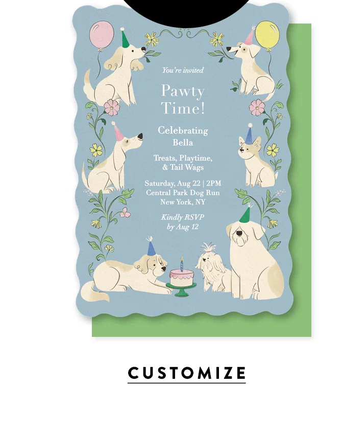 Customize the Pawty Pups Invitation by Sabrin Deirani.