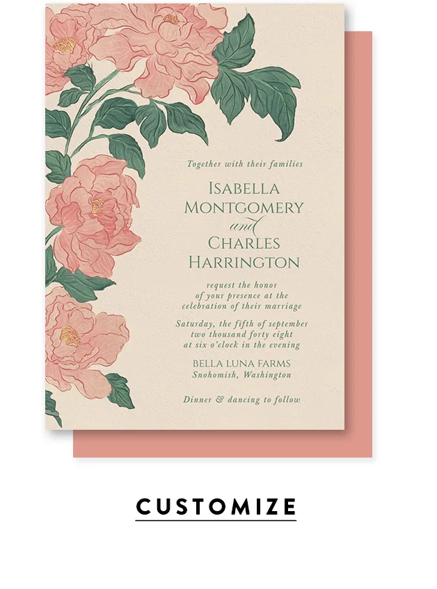 Customize the Painterly Peonies Invitation by Sabrin Deirani.
