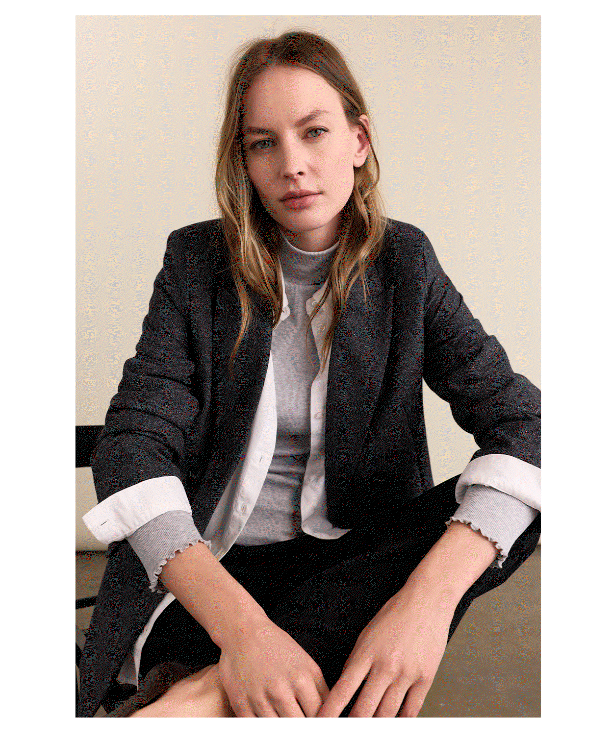 Eugenie Wool Blend Tailored Blazer 