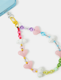 Heart Beaded Wrist Phone Strap