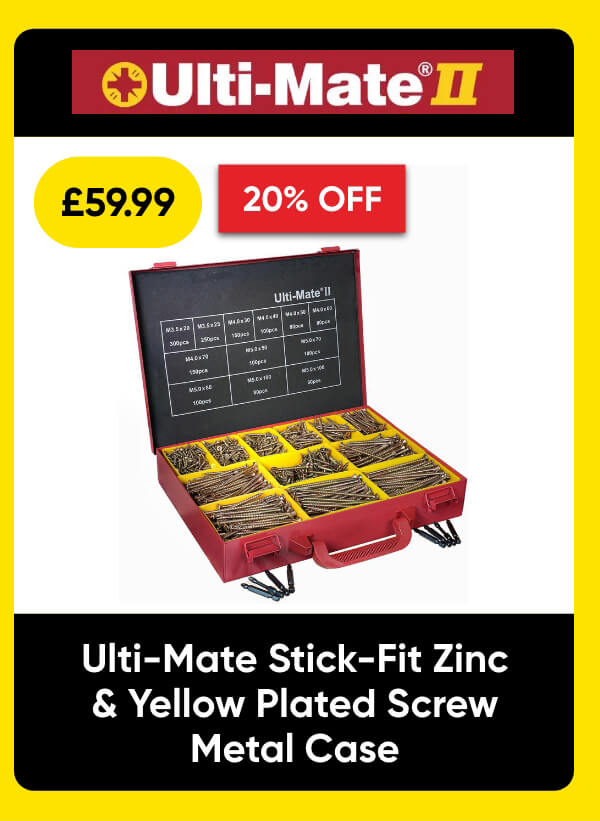 Ulti-Mate Stick-Fit Zinc & Yellow Plated Screw Metal Case