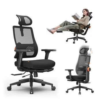 Newtral MagicH-BP Ergonomic Chair with Footrest - Home Office Desk Chair with Auto-Following Lumbar Support, 4D Armrest, Seat Depth & Height Adjustable, 96°-136° Reclines