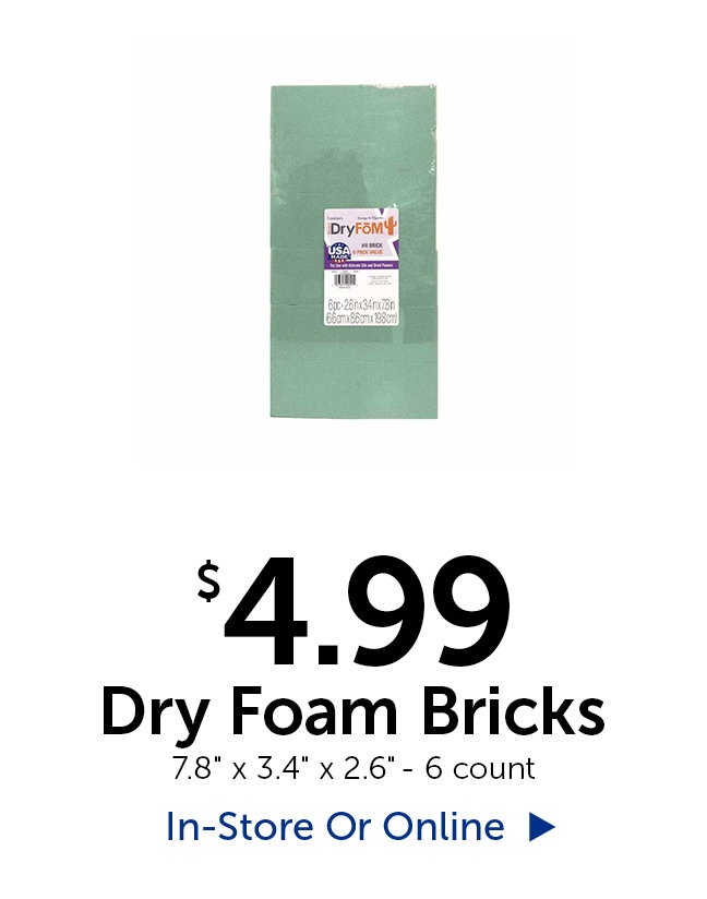 $4.99 Dry Foam Bricks - 7.8" x 3.4" x 2.6" - 6 count
