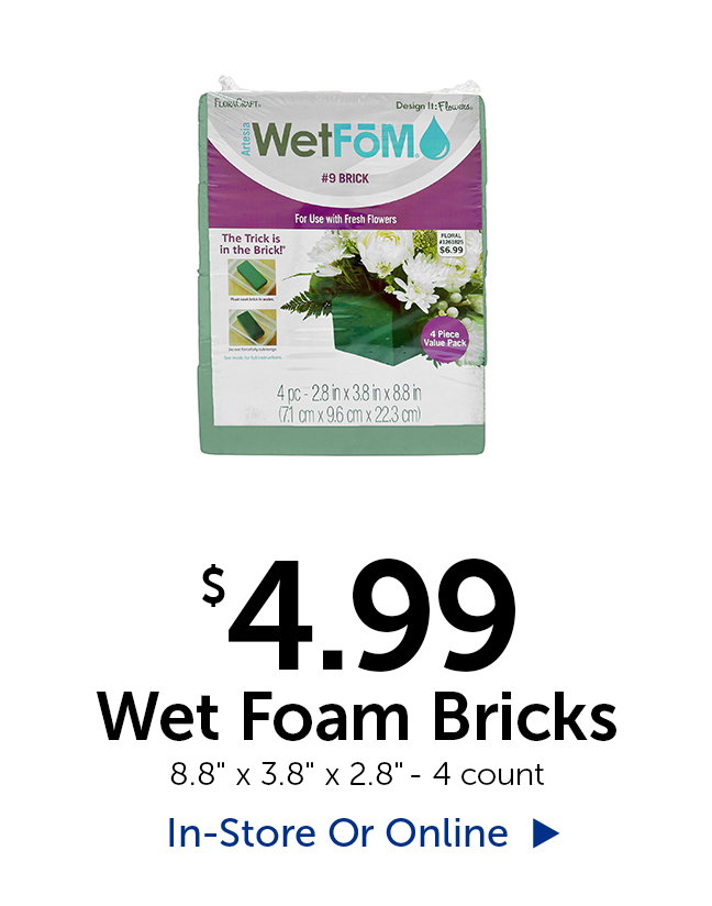 $4.99 Wet Foam Bricks - 8.8" x 3.8" x 2.8 " - 4 count