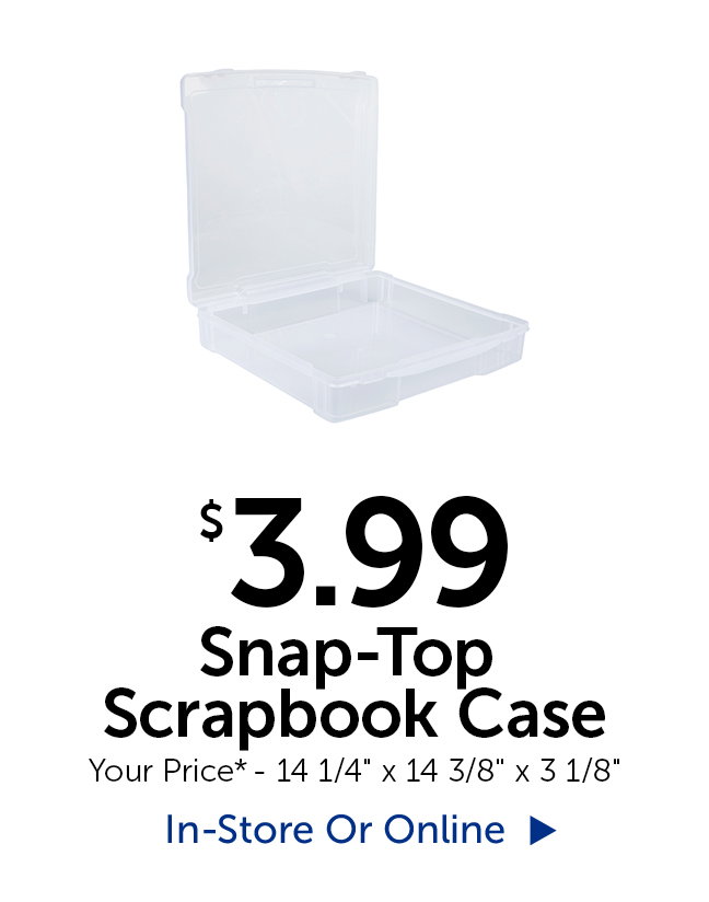 $3.99 Snap-Top Scrapbook Case - Your Price* - 14 1/4" length by 14 3/8" width by 3 1/8" height