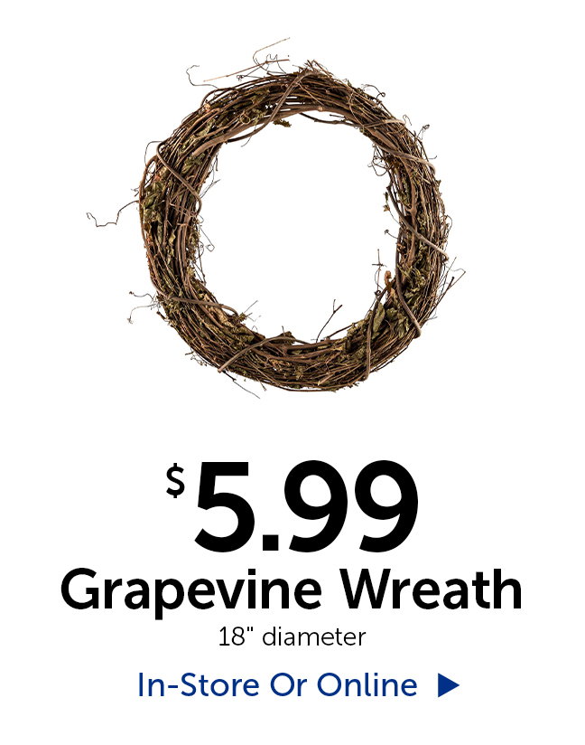 $5.99 Grapevine Wreath - 18" diameter