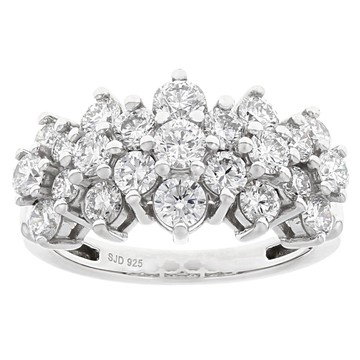 White Lab-Grown Diamond H SI Rhodium Over Sterling Silver Cluster Ring 2.00ctw
