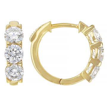 White Lab-Grown Diamond H SI2 14K Yellow Gold Over Sterling Silver Huggie Earrings 2.00ctw