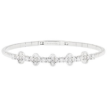 White Lab-Grown Diamond H SI Platinum Over Sterling Silver Flex Bangle Bracelet 1.45ctw