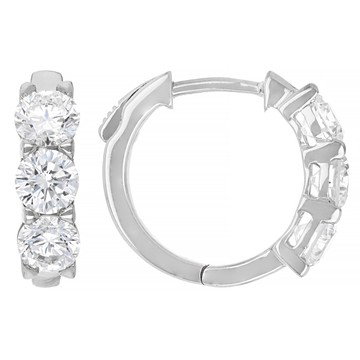 White Lab-Grown Diamond H SI2 Rhodium Over Sterling Silver Huggie Earrings 2.00ctw