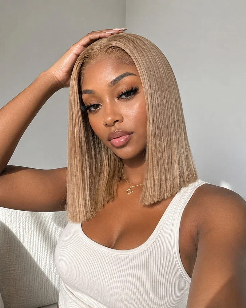 Arabella 6x5 Invisible Knots Glueless Milk Tea Brown Straight Bob Wig Pre-cut Lace Beginner Friendly