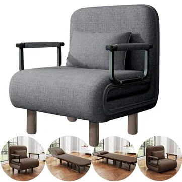 Xmund 3-in-1 Convertible Chair Bed Folding Sleeper Chair With Metal Armrests Adjustable Reclining Lounge Chair Space-Saving Storage Furniture Living Room Chair Easy Assembly
