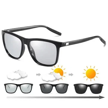 Men's Photochromic Sunglasses Classic Square UV400 Polarized Outdoor Cycling Sun Glasses