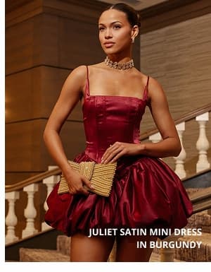 JULIET SATIN MINI DRESS IN BURGUNDY