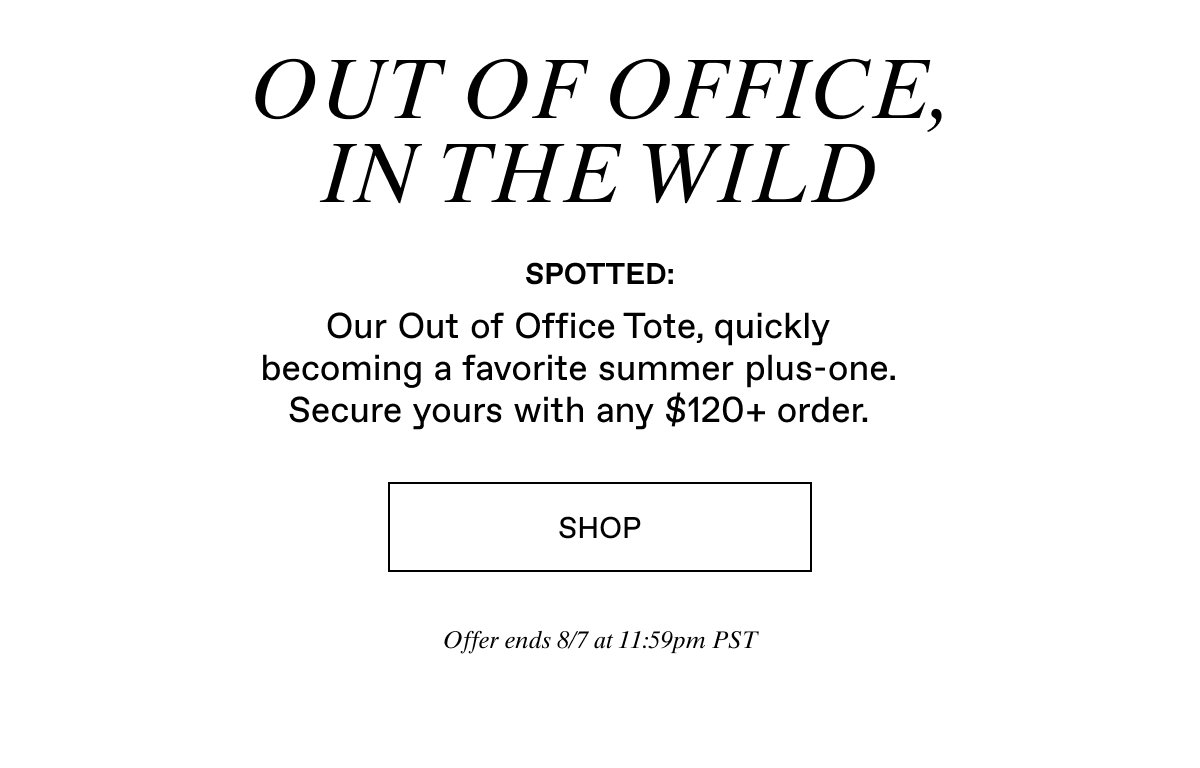 Complimentary OOO Tote with any $120+ purchase