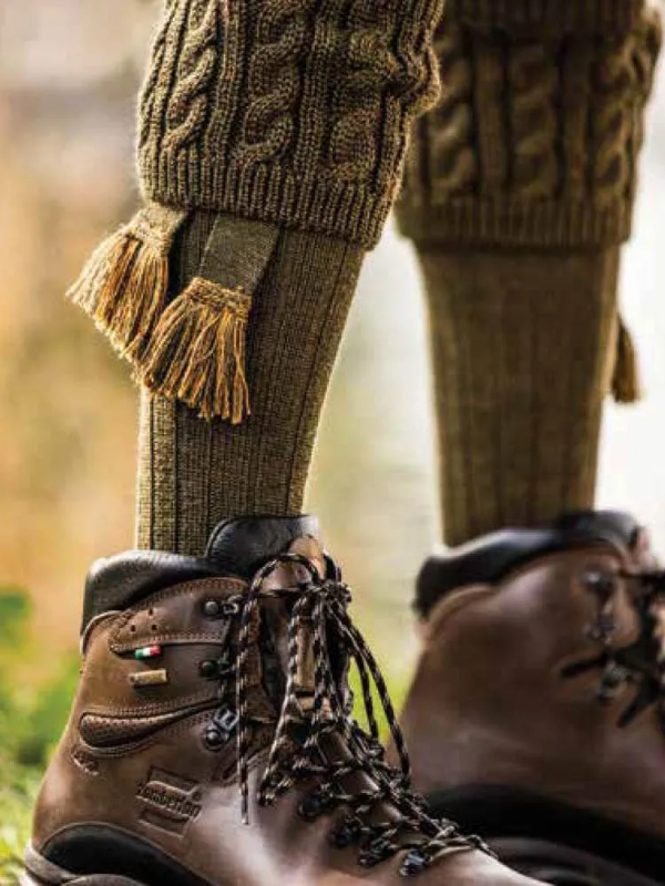 Men’s Merino Wool Sutherland Shooting Socks w/ Garter Ties – M-L