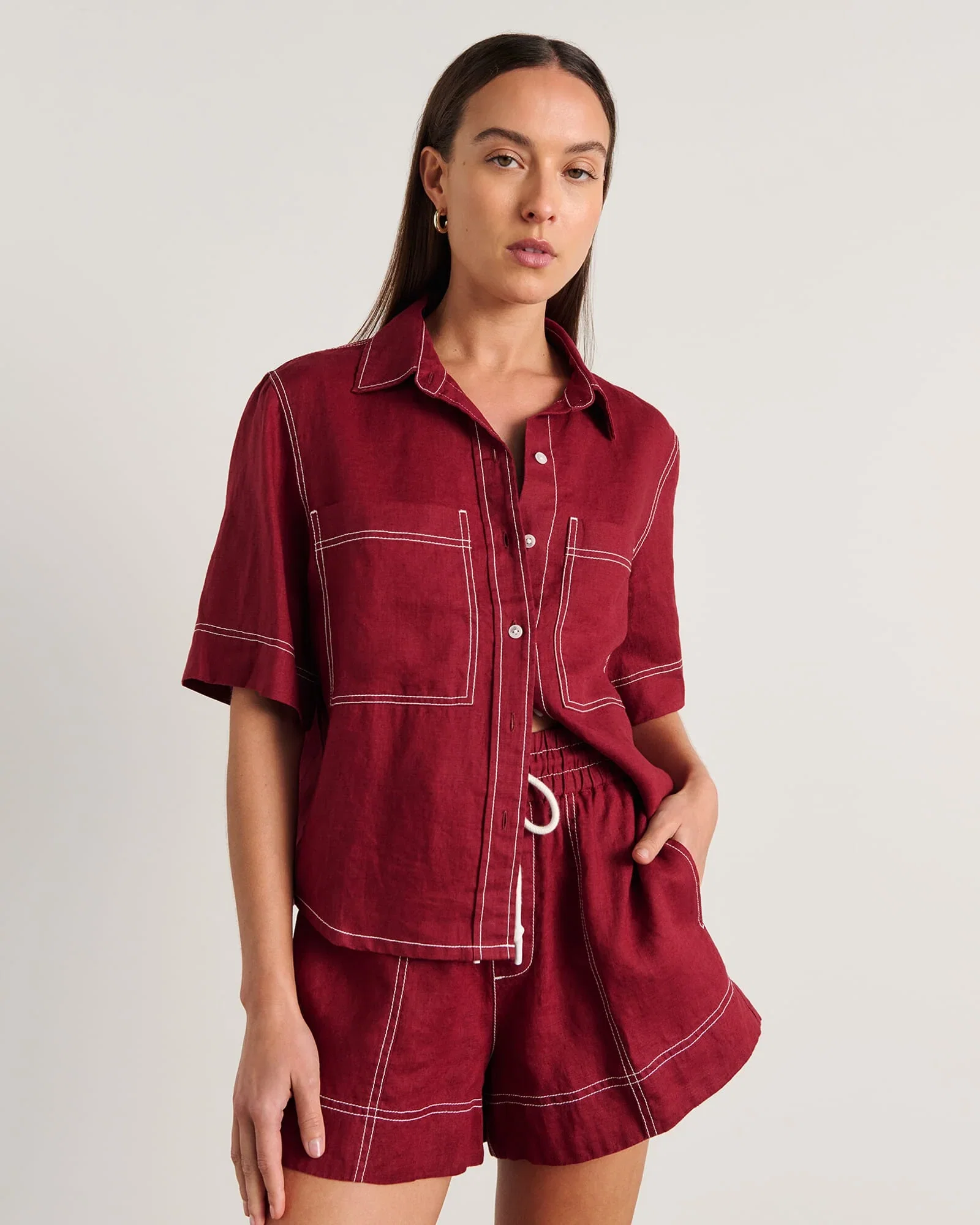 Image of Gigi Linen Short Sleeve Shirt