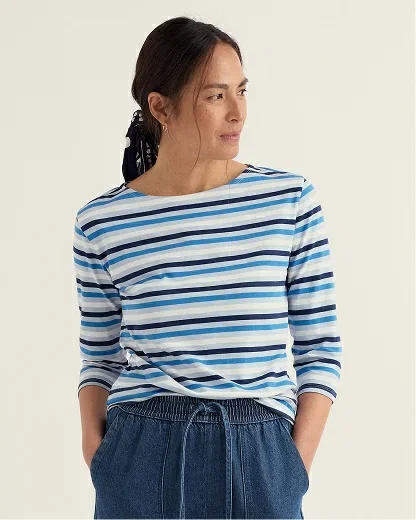 Sailor 3/4 Sleeve Top in GOTS-Certified Organic Cotton Jersey